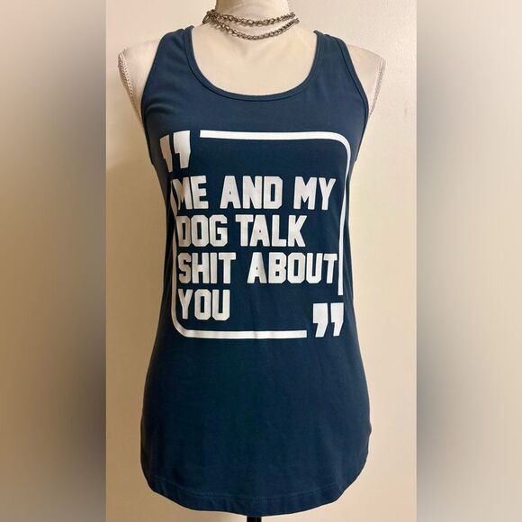 Me and my Dog Talk about You Blue/Gray Tank Top Sz Small - Picture 1 of 3